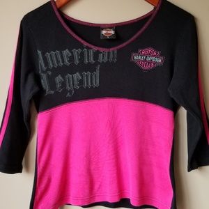 Harley-Davidson | 3/4 Sleeve Cropped Fitted Top